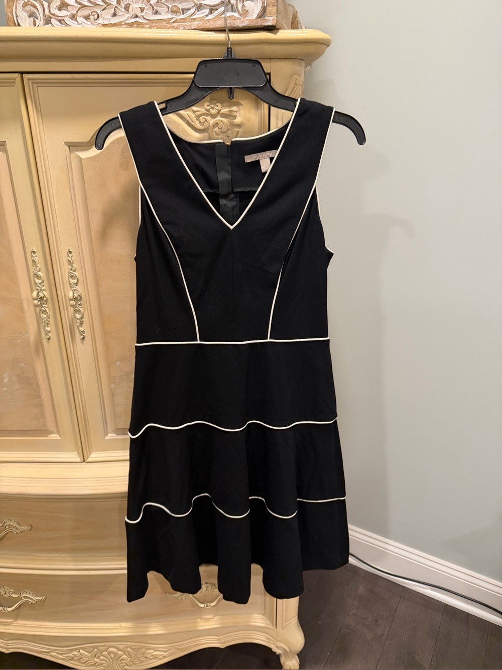 Banana Republic Black Sleeveless Dress with White Piping